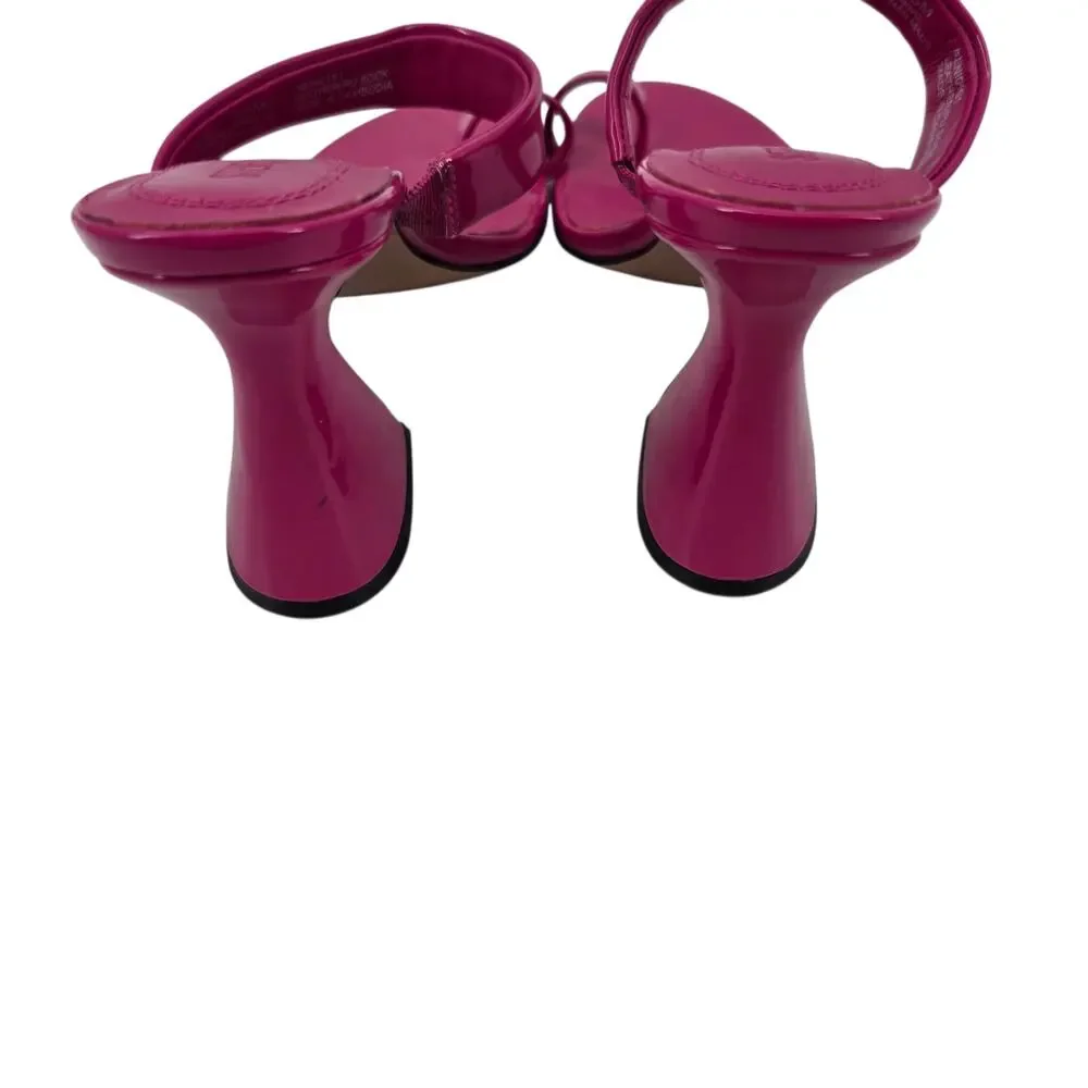 NWOT Steve Madden Pink Patent Renie Flared Heel Slip On Mule Sandals Size 7.5